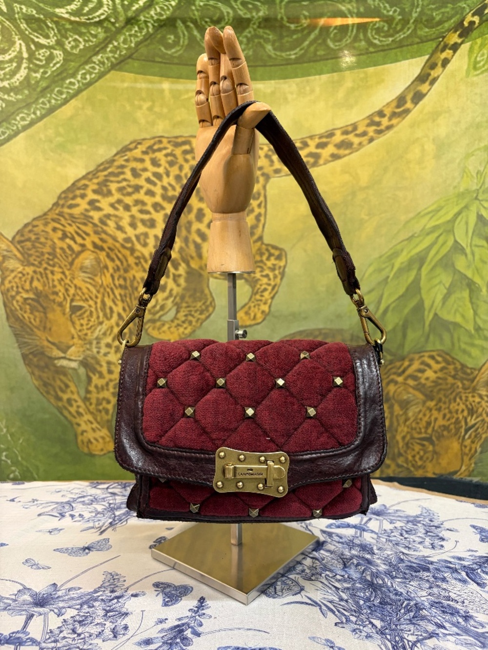 Campomaggi Agnese Gold Studded Bag in Bordeaux